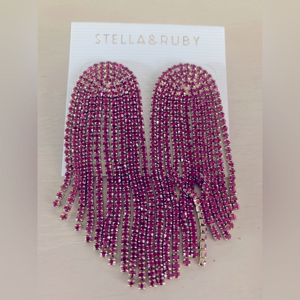 Stella & Ruby London Crystal fringe drop earrings